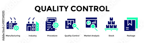 Quality Control Banner Web Icon Vector Illustration Concept For Ensure Consistent Production Quality And Operational Excellence