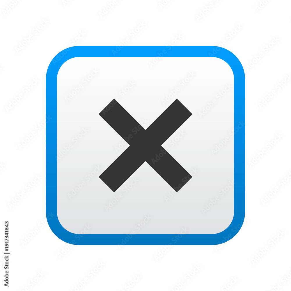 Obraz premium Close Cancel X Mark Button Blue Gradient Rounded Square Icon Isolated on Transparent Background