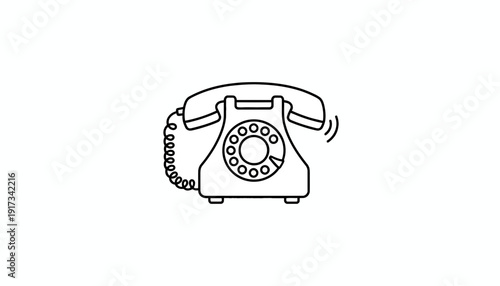 Vintage Rotary Dial Telephone Ringing - Retro Communication Icon
