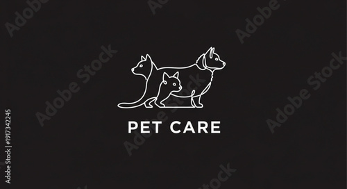 Minimalist Line Art Logo Design for Pet Care Services.