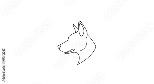 Minimalist Line Art Drawing of a Dogs Head Profile.