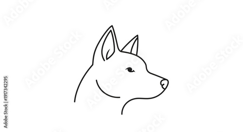 Minimalist Line Art Drawing of a Dogs Head Profile.