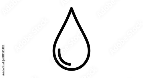 Water Drop Icon, Simple Line Art, Liquid Symbol, Fluid Element, Clean Design