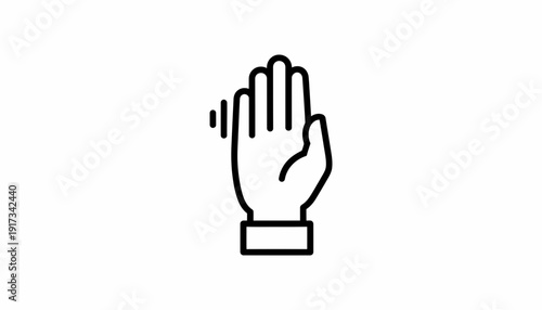 Waving Hand Icon, Stop Gesture, Communication Symbol, Isolated Vector Illustration