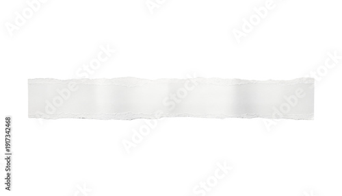 Billede på lærred White torn paper strip with rough deckle edges on clean background, horizontal c