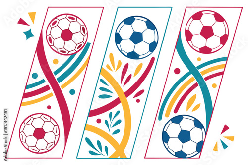 Vector illustration of colorful football patterns abstract design illustration.