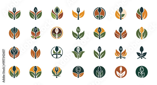 Culinary & Organic Leaf Logos Bundle - Food, Restaurant & Healthy Living Icons