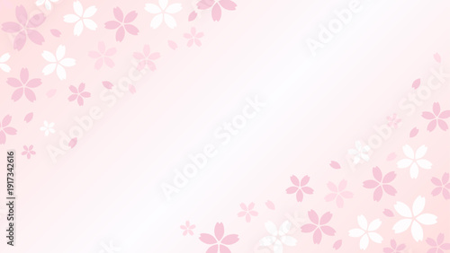 柔らかい印象の桜とグラデーションの背景16:9