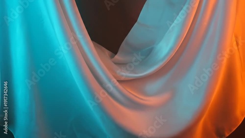 Flowing Fabric with Blue Orange Colors.