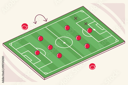 Vector illustration of football tactics board and strategy plan illustration.