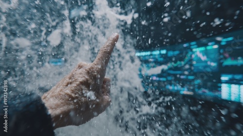 Wallpaper Mural Market disruption water splashing on stock charts trading floor digital art dynamic environment Torontodigital.ca