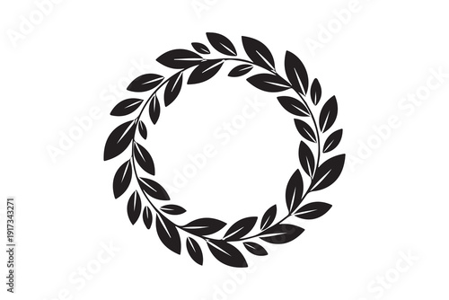 laurel wreath with ribbon black silhouette vector white background
