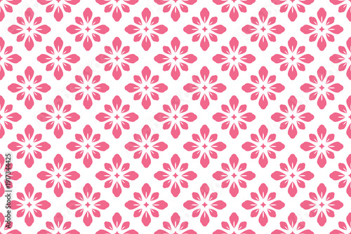 Flower geometric pattern. Seamless vector background. White and pink ornament