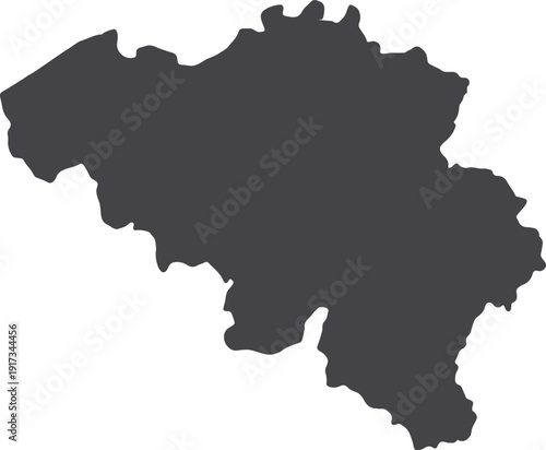 Belgium country map silhouette vector illustration in charcoal gray, depicting the geographical outline of the European nation, isolated on a white background.