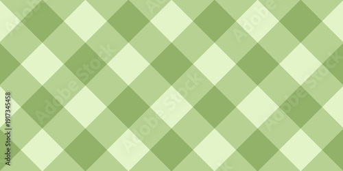 Seamless green argyle pattern with diagonal checkered design. Classic rustic picnic tablecloth texture in sage and lime tones. Green plaid background for spring or summer themes.