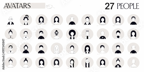 Collection of diverse circular avatars depicting various people and hairstyles