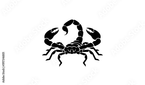 Scorpion Silhouette Vector Icon in Aggressive Pose Isolated on White Background
