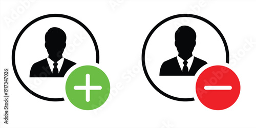 plus sign icon delete user profile, vector illustration