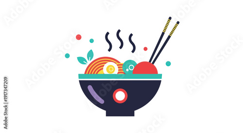 Illustrated bowl of ramen noodles