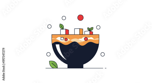 Illustrated food bowl with fresh ingredients