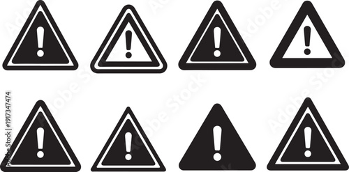 Warning Signs with Exclamation Marks in Various Formats Displayed