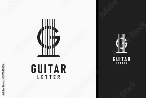 Letter G guitar logo symbol icon design
