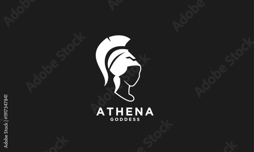 Athena Goddess Logo with Spartan Helmet Silhouette