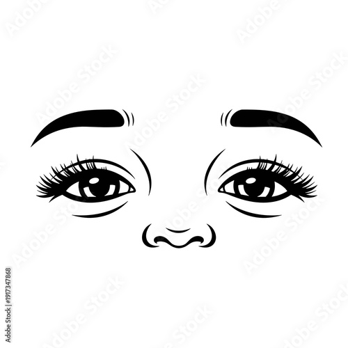 Close-up of newborn eyelashes and eyes in black and white style  