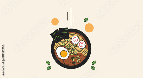 Illustrated ramen bowl food vector design