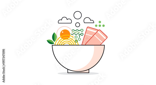 Illustrated ramen bowl food vector design