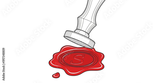 Red wax seal with letter S, stamp, impression, authentic, official, document, letter, letterhead, seal, stamp, wax, red, s, letter, impression