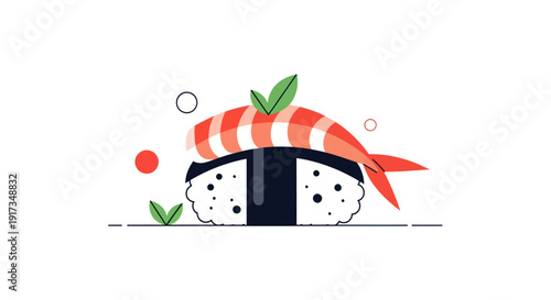 Illustration of sushi and shrimp