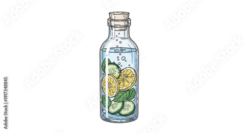 Refreshing Infused Water Bottle with Lemon and Cucumber Slices