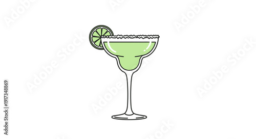 Refreshing Margarita Cocktail with Lime Slice and Salt Rim