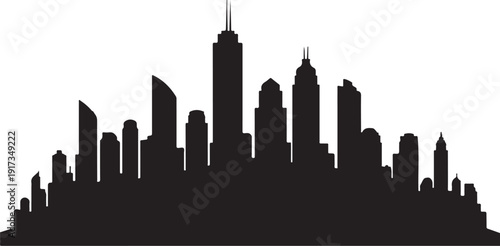 Silhouette of a modern city skyline at dusk or night