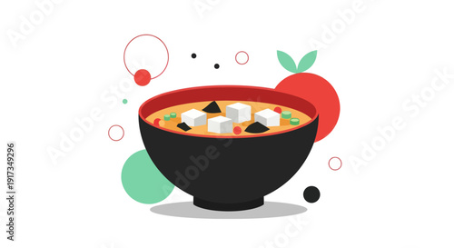 Japanese miso soup bowl illustration