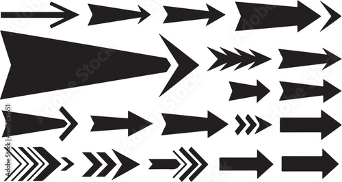 Collection of various black arrow shapes and symbols