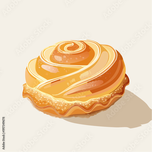 Delicious golden swirled pastry with a sweet glaze, perfect for a delightful breakfast or snack time treat