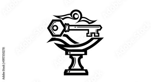 Key icon on pedestal graphic
