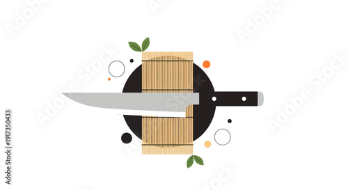 Kitchen knife culinary illustration