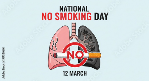 National no smoking day illustration with lungs and cigarette