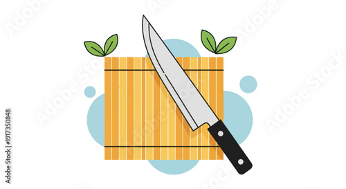 Knife on a wooden cutting board