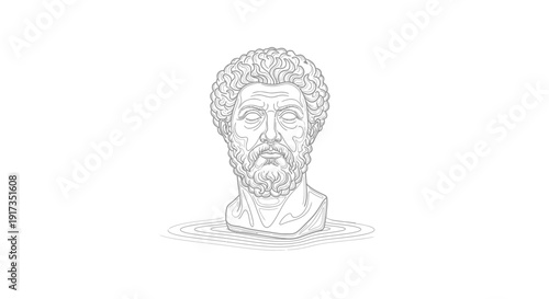 Ancient Roman Emperor Bust Sculpture, Stoic Philosopher Head, Marble Statue, Historical Figure