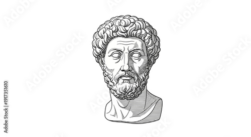 Ancient Roman Emperor Marcus Aurelius Bust Sculpture - Stoic Philosopher Sketch