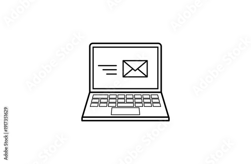 コンピューターのモニターのイラスト　メール送信