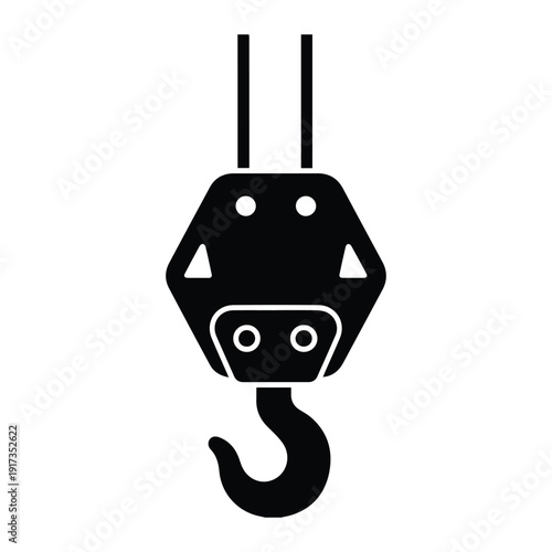 Crane Hook Lifting Equipment Machinery icon Silhouette vector black on a white background