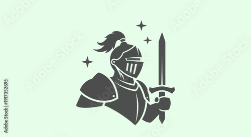 Knight in armor with sword silhouette