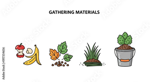 Collection of organic materials for gardening and composting