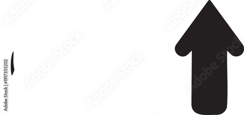 Single black upward pointing arrow vector icon, indicating direction, upload, or growth, isolated on a transparent background. Created in a solid flat style with a dark monochromatic palette.