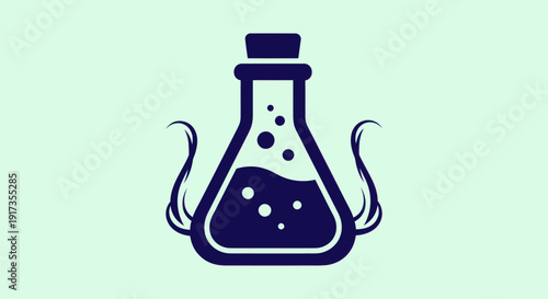 Laboratory flask with bubbling liquid